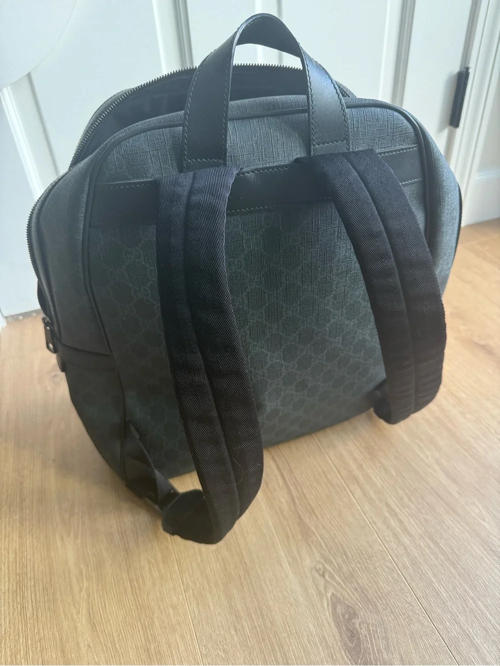 Gucci Black Monogram Canvas Backpack
